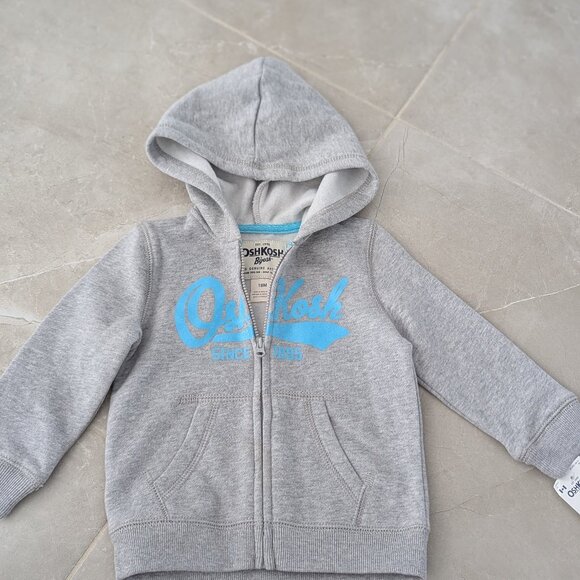 *New* OshKosh B'gosh Grey Zip-Up Hoodie - 18M - Picture 1 of 6